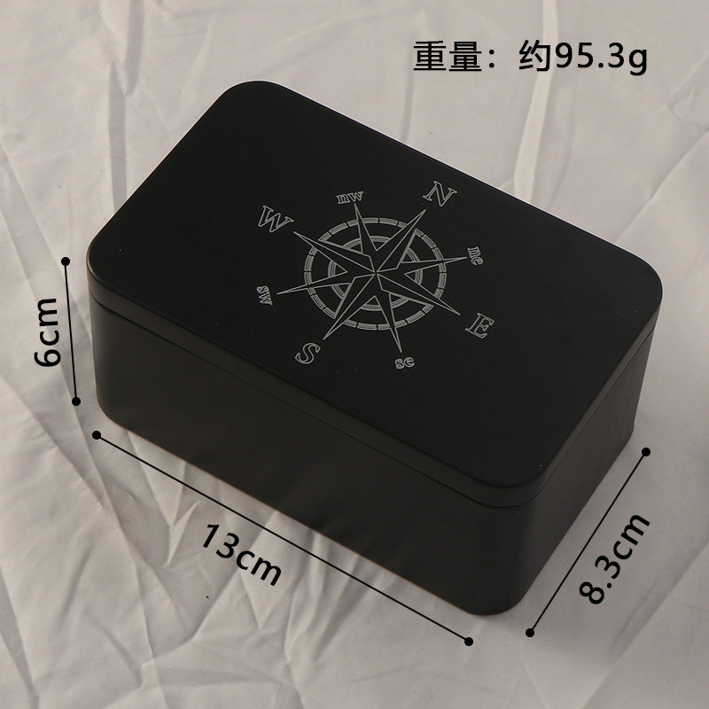 Premium Black Metal Storage Box with Intricate Engraved Compass Design – Ideal for Safely Storing Tarot Cards, Crystals, Runes, and Sacred Spiritual Tools