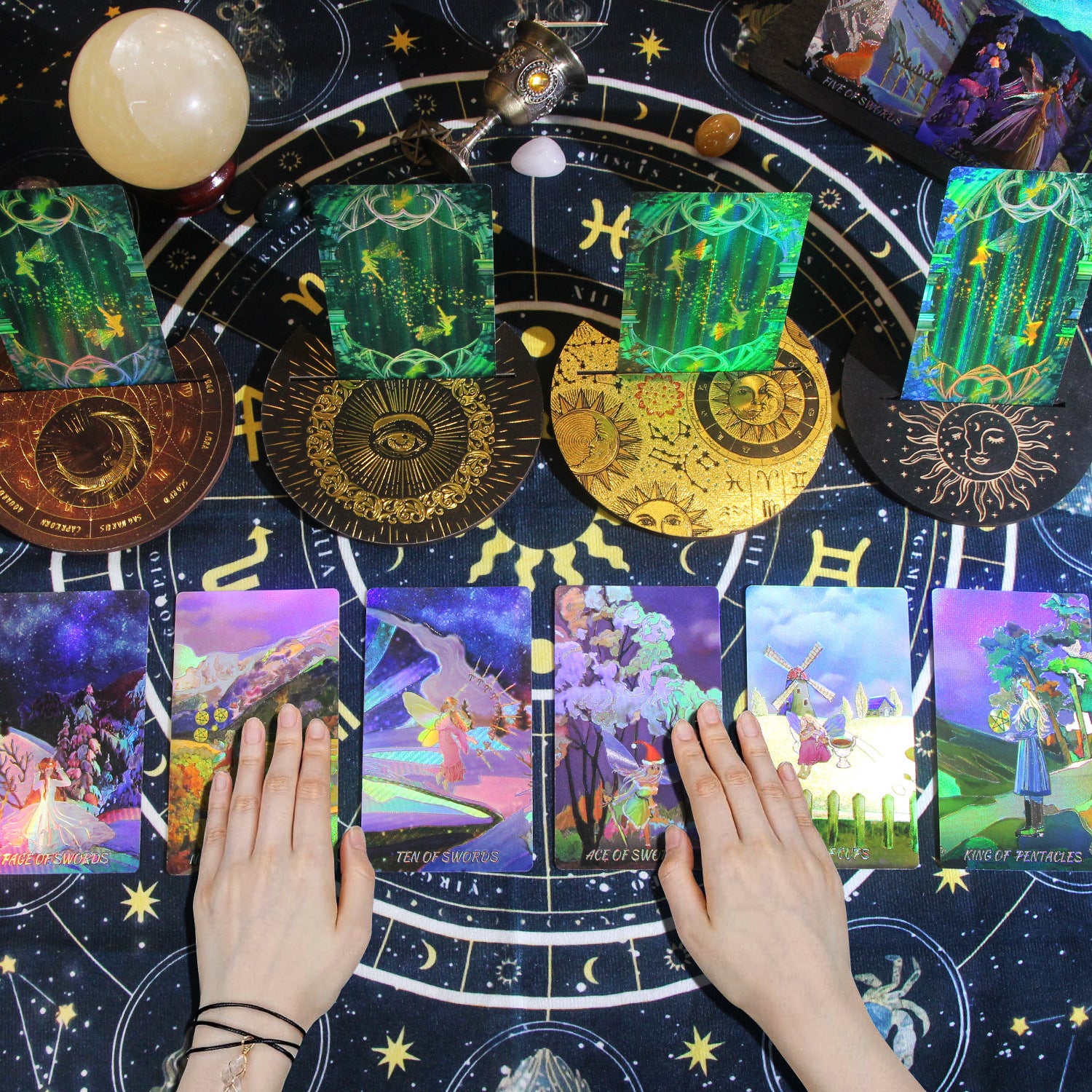 Enchanted Holographic Forest Tarot Deck - Mystical Art and Spiritual Guidance Cards for Divination and Tarot Readings