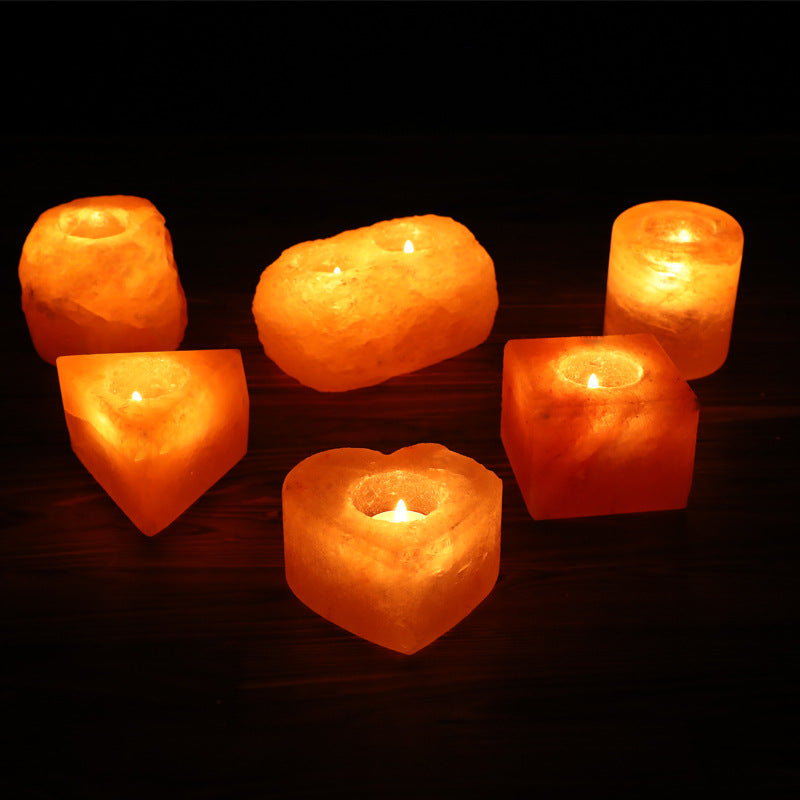 Himalayan Salt Crystal Candle Holders – Natural Ionizing Tealight Holders for Purification, Relaxation, and Spiritual Healing