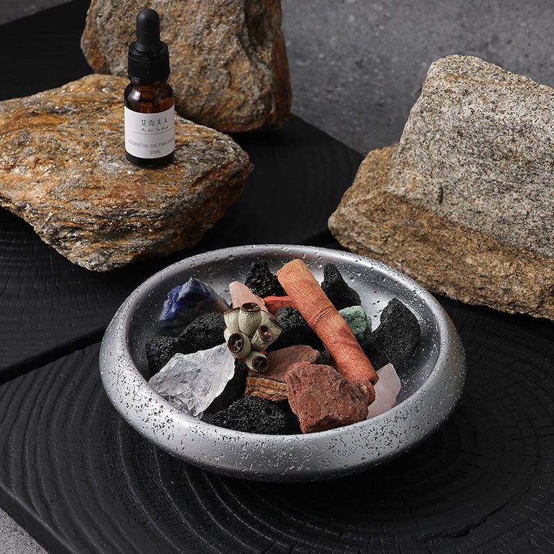 Natural Stone Aromatherapy Diffuser Bowl Set with Healing Crystals and Essential Oils – Spiritual Energy Candle Alternative