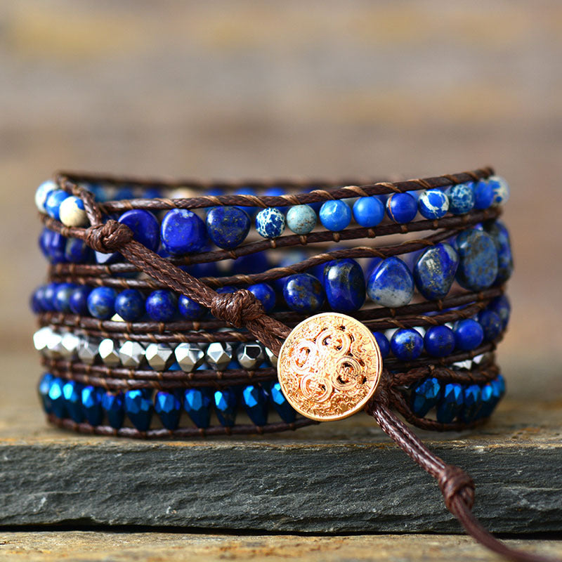 Deep Ocean Lapis Lazuli Wrap Bracelet