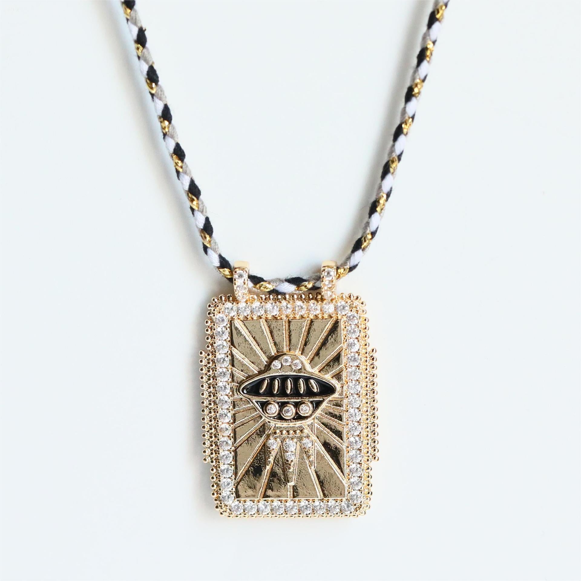 Vibrant Rectangular Celestial Pendant Necklace Collection – Gold-Plated Colorful Charms