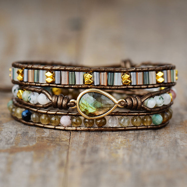 Labradorite Light Reflection Wrap Bracelet