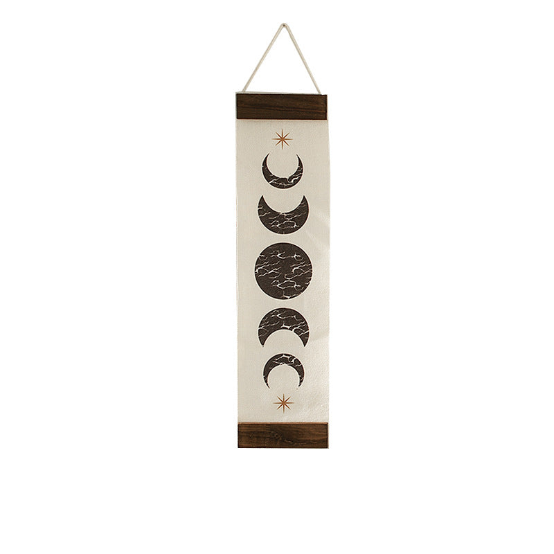 Moon Phases Canvas Wall Hanging - Boho Lunar Cycle Decor