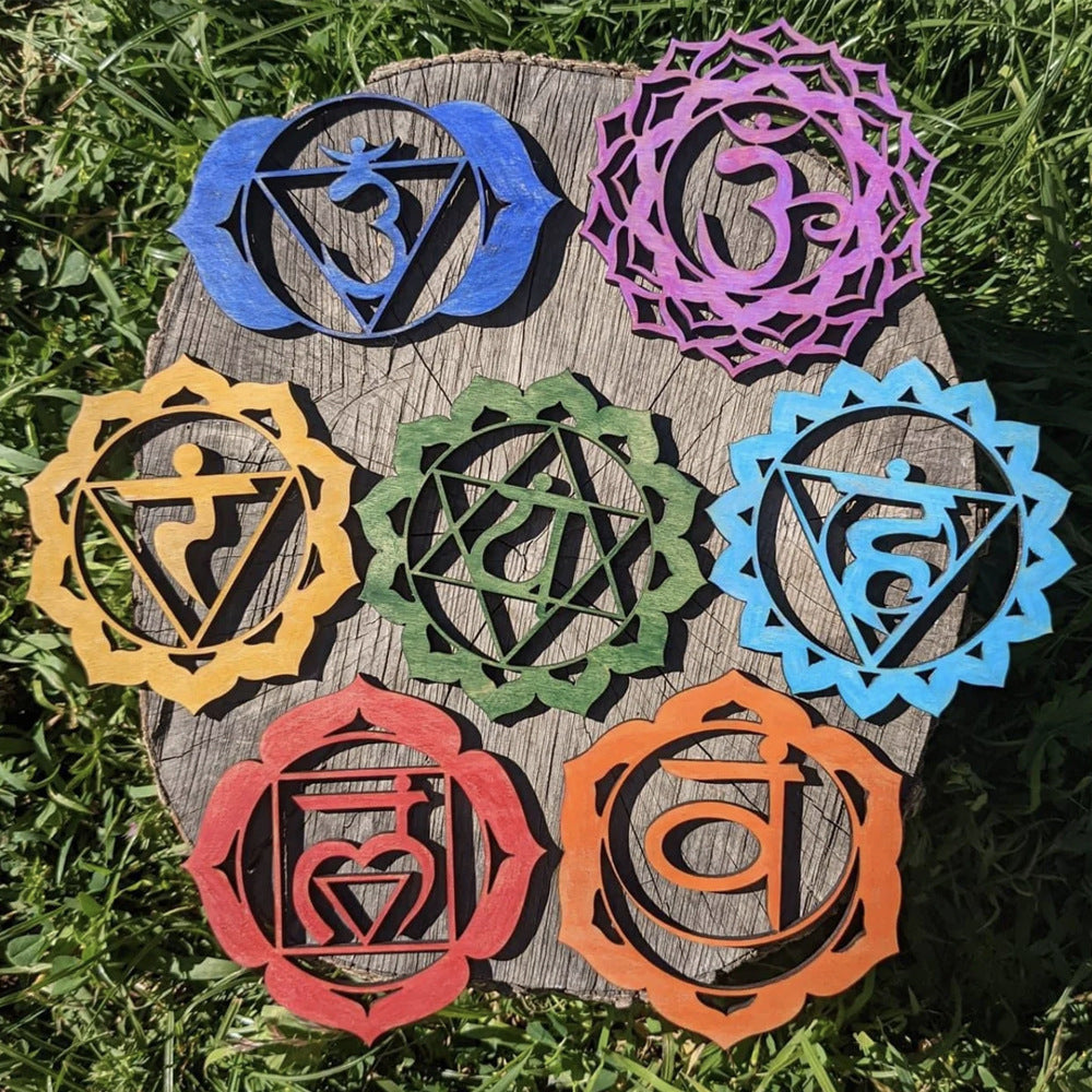 Chakra Balance Wall Hanging - Multi-Colored Chakra Symbols for Spiritual Healing and Energy Alignment