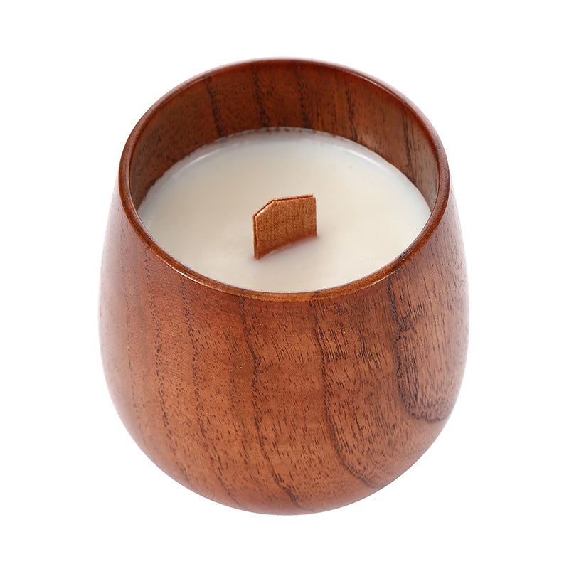 Handcrafted Natural Wooden Bowl Candle with Crackling Wooden Wick for Meditation, Relaxation, and Spiritual Ambiance