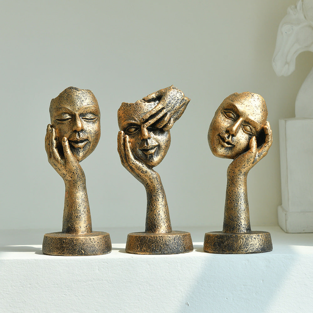 Abstract Meditation Face Sculptures - Handcrafted Spiritual Decor for Tranquility and Inner Peace