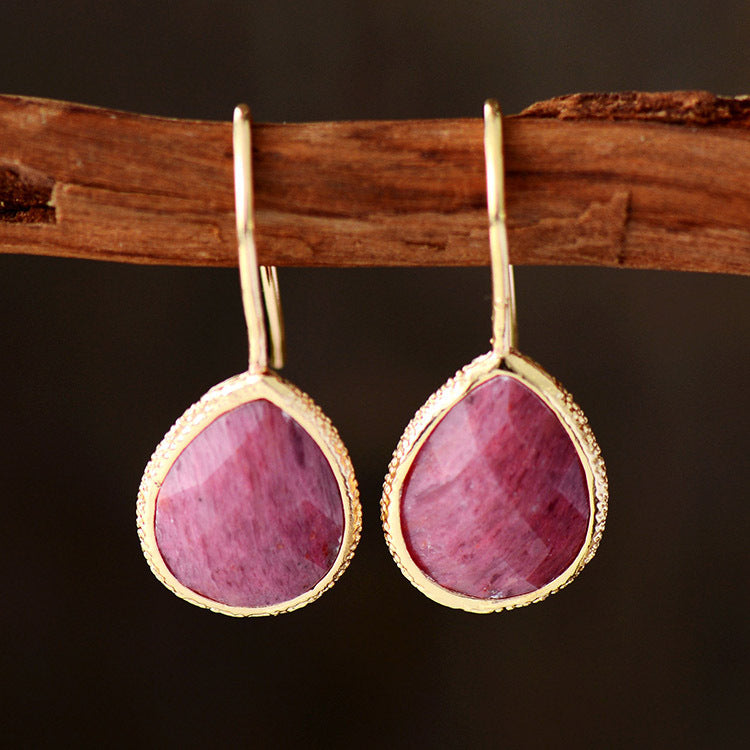 Rose Rhodonite and Gold-Plated Healing Earrings for Emotional Balance and Love Energy