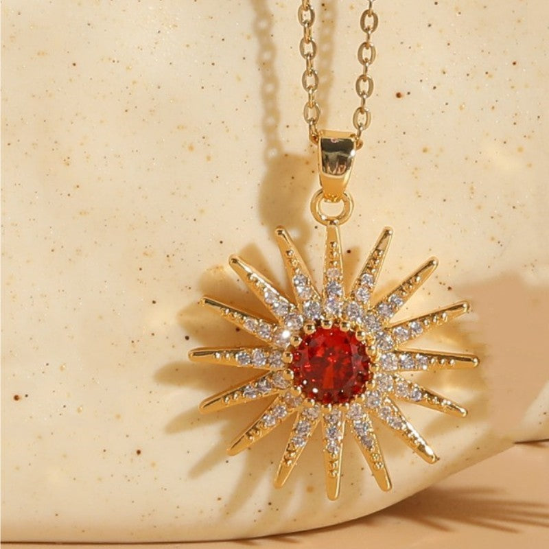 Sunburst Gemstone Pendant Necklace Collection for Vibrant Spiritual Energy and Radiance