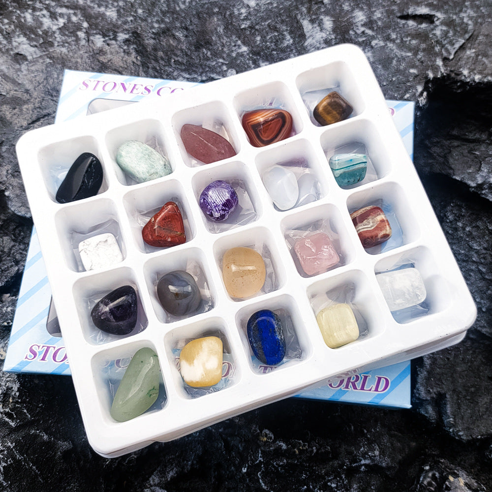 World Collection of Tumbled Gemstones: 24-Piece Crystal Healing Set for Meditation, Chakra Balancing, and Spiritual Energy