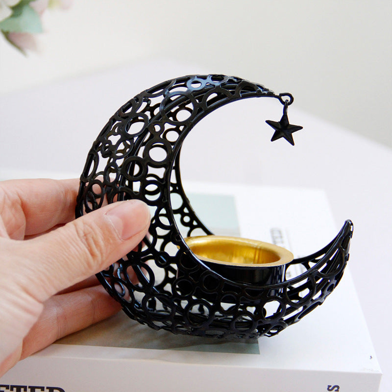 Enchanting Crescent Moon Star Tealight Holder for Spiritual Tranquility