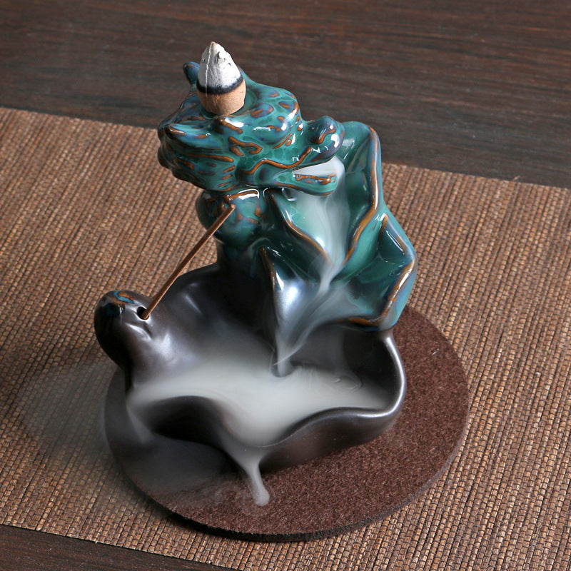 Teal and Black Dragon Backflow Incense Burner – Mystical Aromatherapy for Spiritual Cleansing and Meditation