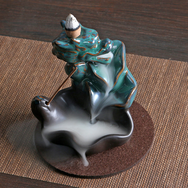 Teal and Black Dragon Backflow Incense Burner – Mystical Aromatherapy for Spiritual Cleansing and Meditation