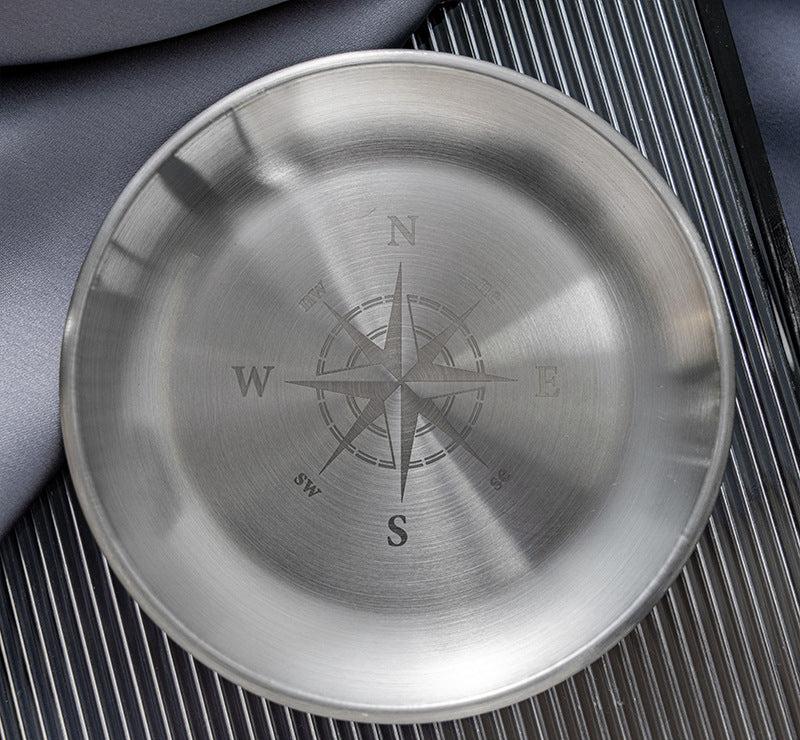 Intricately Etched Stainless Steel Altar Plate for Spiritual Rituals and Sacred Space Decor – 14cm Diameter, Featuring Unique Esoteric Designs