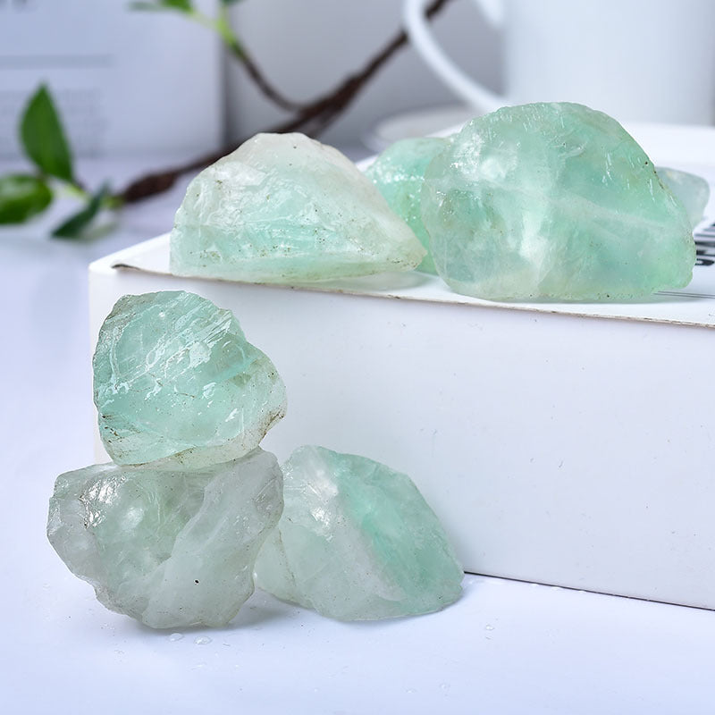 Natural Green Fluorite Rough Stones - Raw Healing Crystals for Focus, Clarity, and Emotional Healing