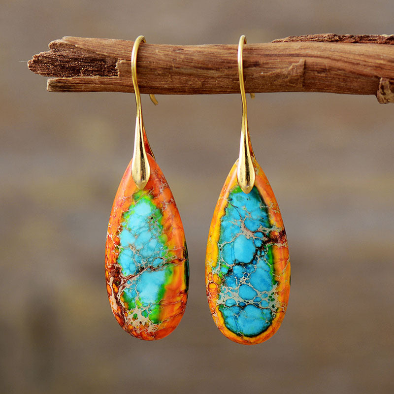 Handcrafted Jasper and Opal Spiritual Healing Earrings with Sterling Silver Hooks