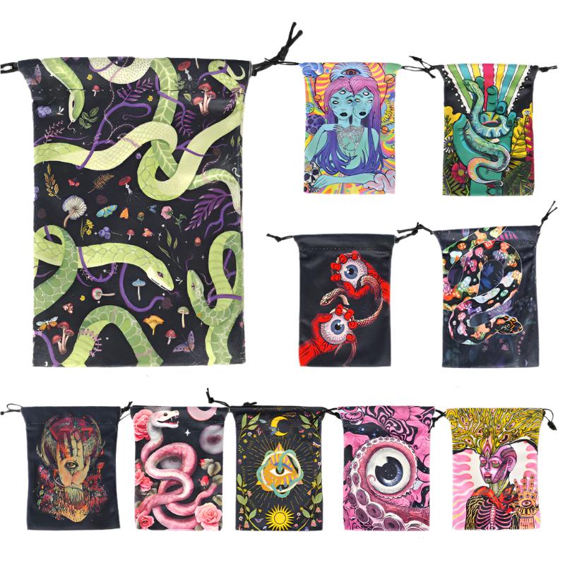 Vibrant Psychedelic Art Tarot and Crystal Drawstring Pouches for Spiritual Tools and Accessories – Unique and Eye-Catching Designs for Mystical Storage