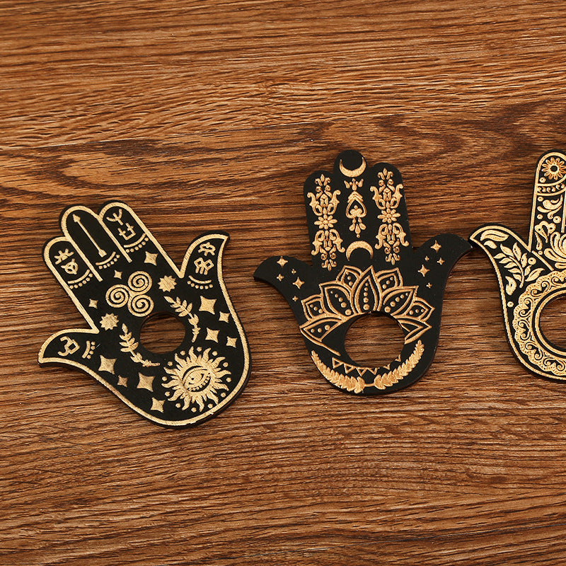 Handcrafted Hamsa Wall Art with Gold Accents for Spiritual Protection