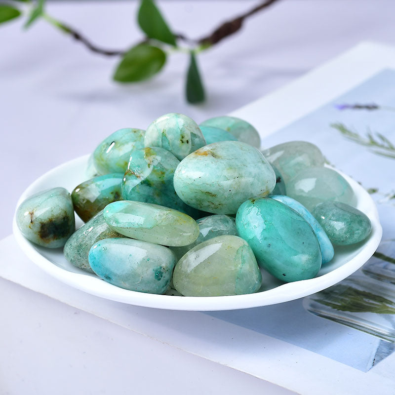 Natural Amazonite Tumbled Stones - Polished Healing Crystals for Communication, Calmness, and Throat Chakra Activation