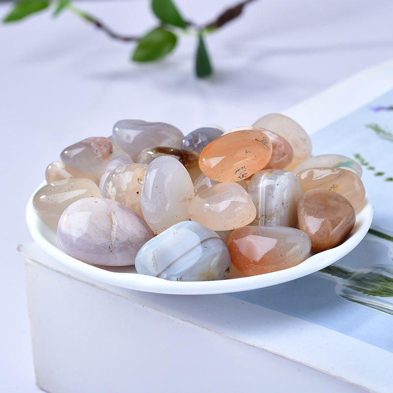 Natural Multi-Colored Agate Tumbled Stones - Polished Healing Crystals for Grounding, Emotional Healing, and Chakra Balancing