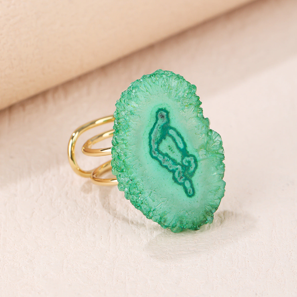 Vibrant Geode Druzy Crystal Statement Ring – Spiritual Energy Healing Gemstone Ring