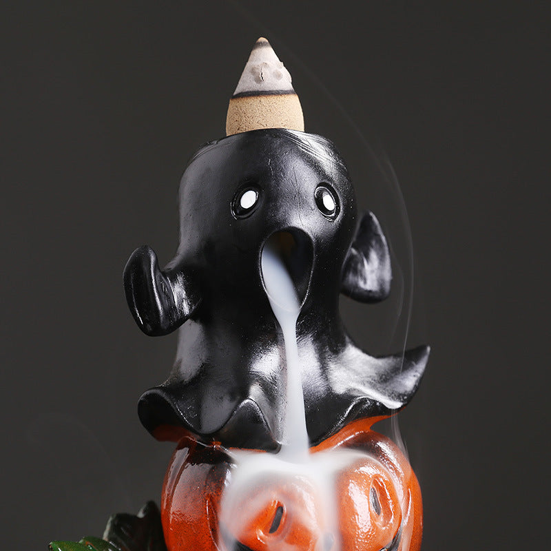 Spooky Pumpkin Ghost Backflow Incense Burner for Halloween Decoration and Meditation