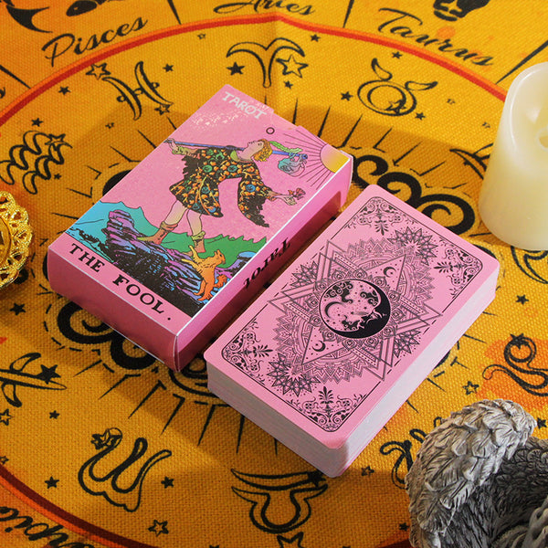 Pink Fool Tarot Card Deck with Pastel Design – Colorful Tarot Cards for Intuitive Readings and Self-Discovery