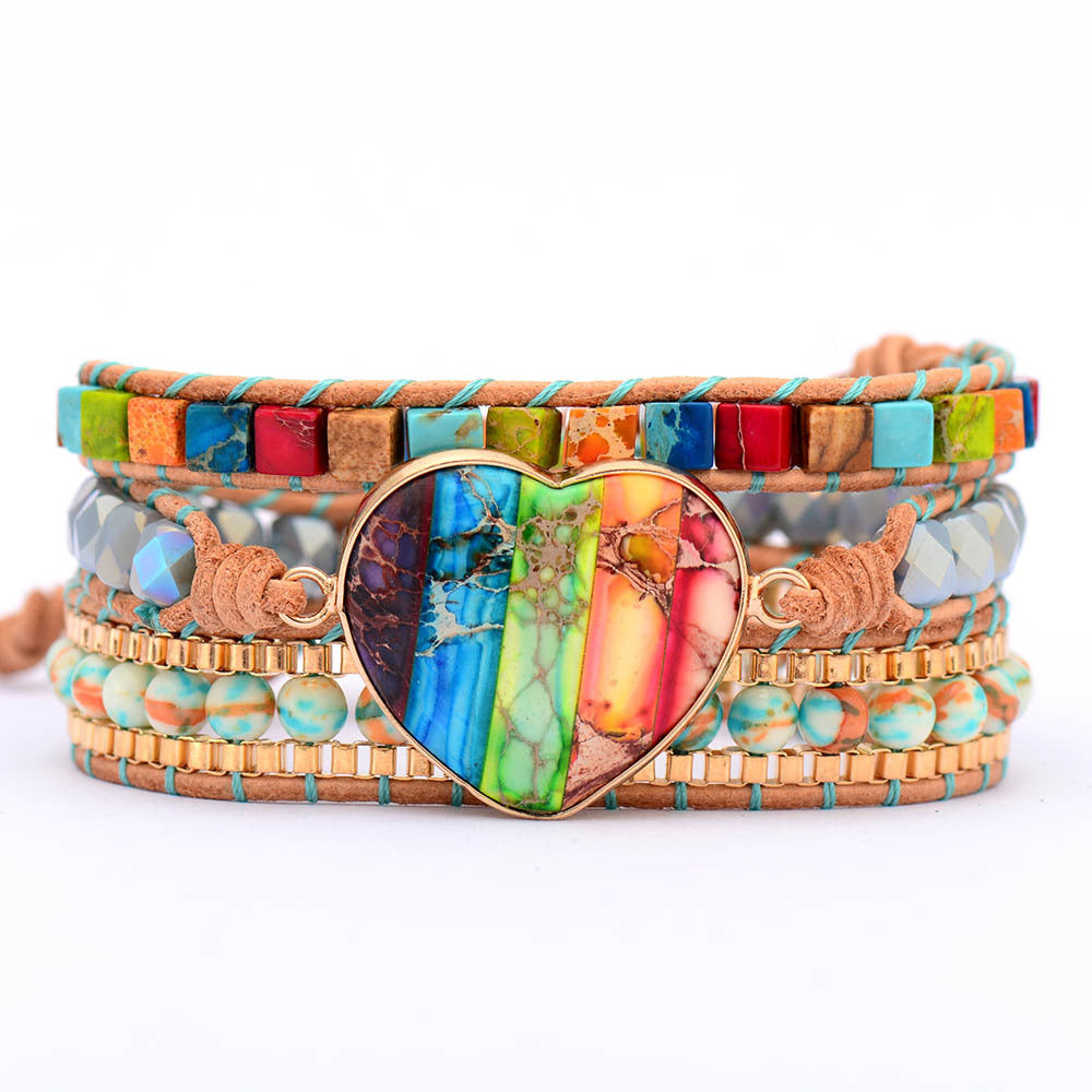 Rainbow Heart Chakra Wrap Bracelet