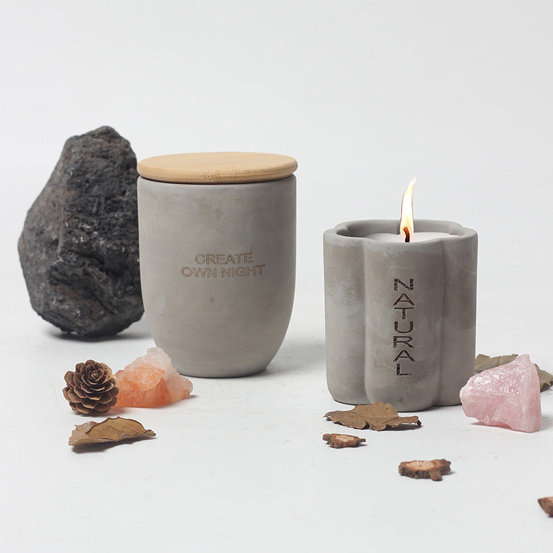 Minimalist Natural Concrete Candles for Meditation, Relaxation, and Spiritual Ambiance