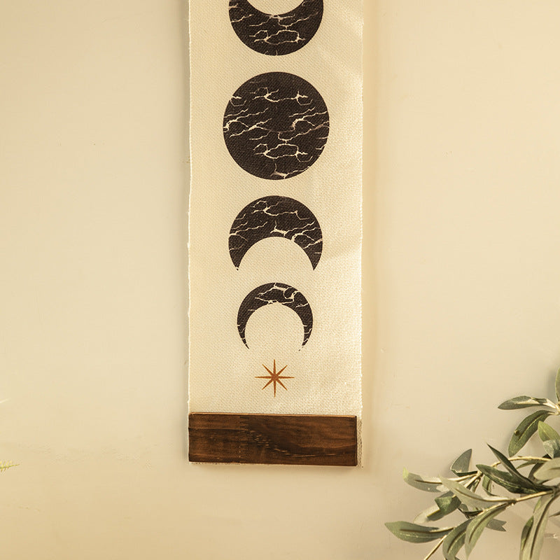 Moon Phases Canvas Wall Hanging - Boho Lunar Cycle Decor