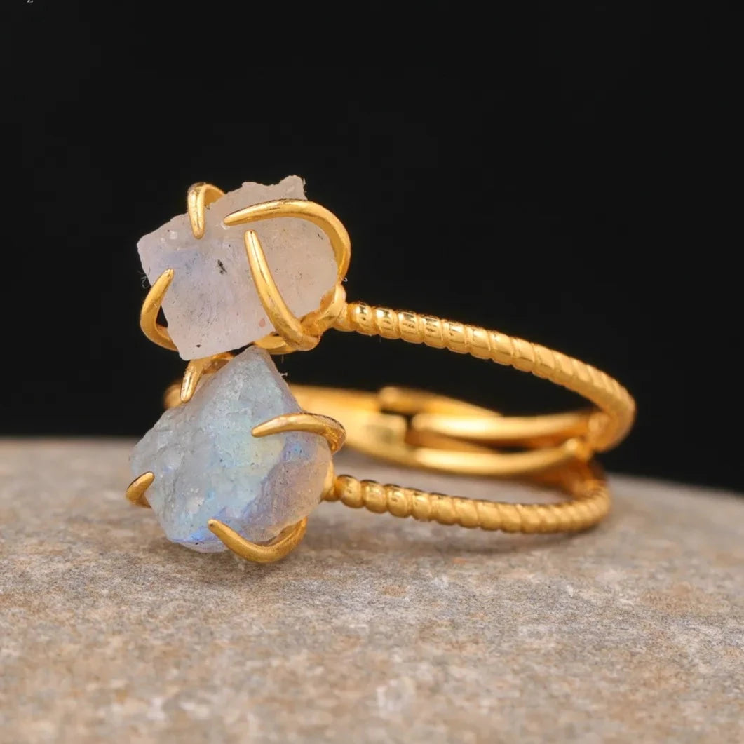 Labradorite Stone Claw Finger Rings