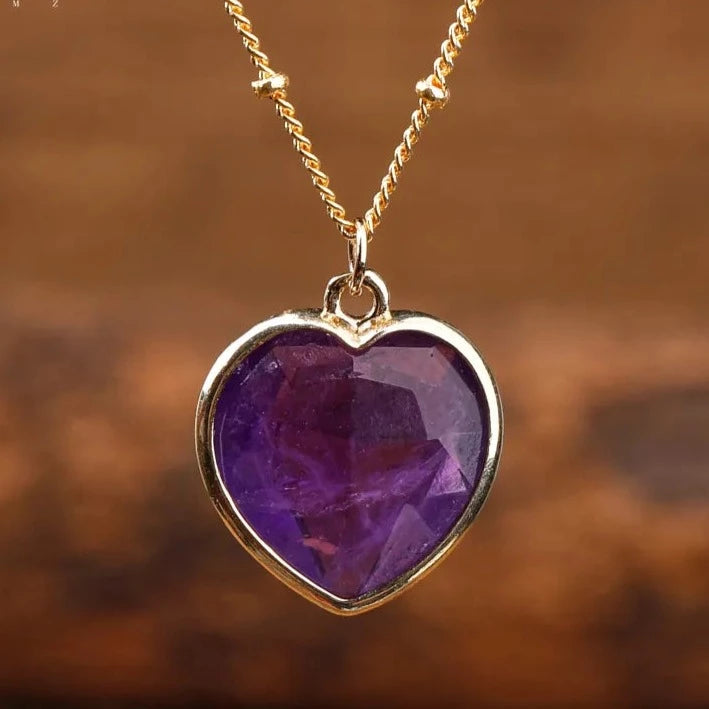 Natural Gemstone Heart Pendant Necklace