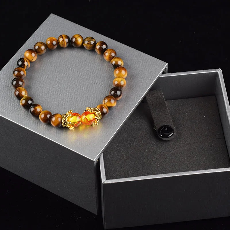 Lava Bead Crown Charm Bracelet