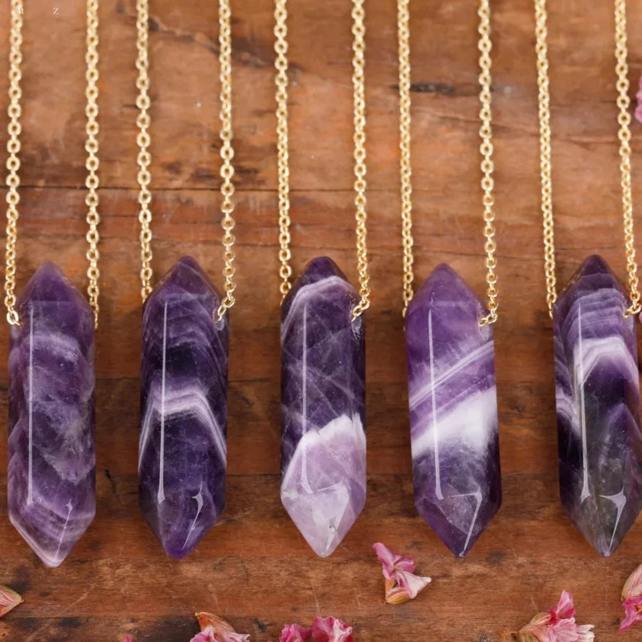 Mineral Amethysts Crystal Necklace