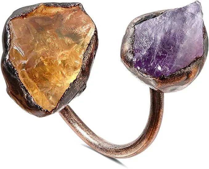 Amethyst Citrine Crystal Ring