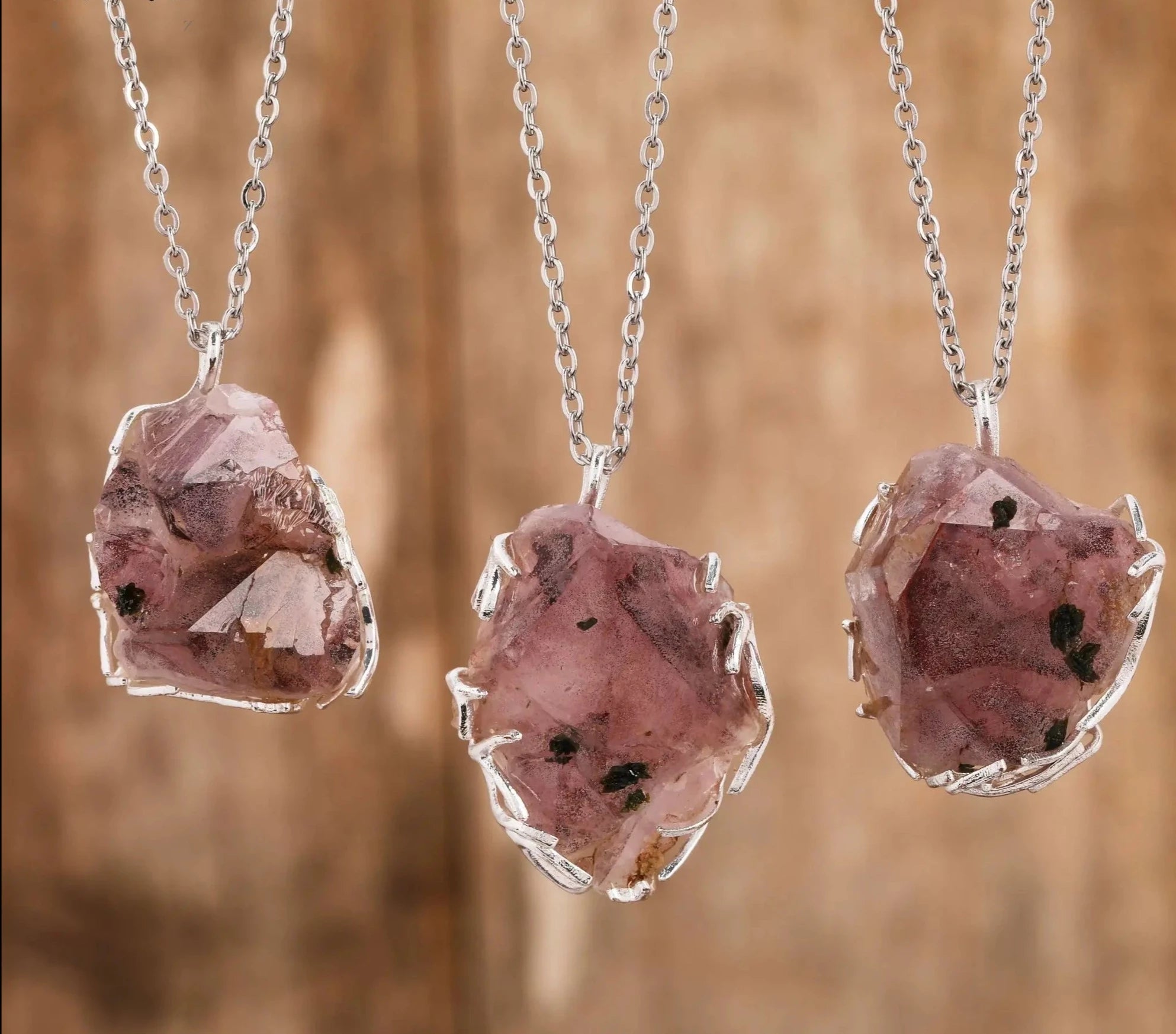 Raw Mineral Silver Necklace