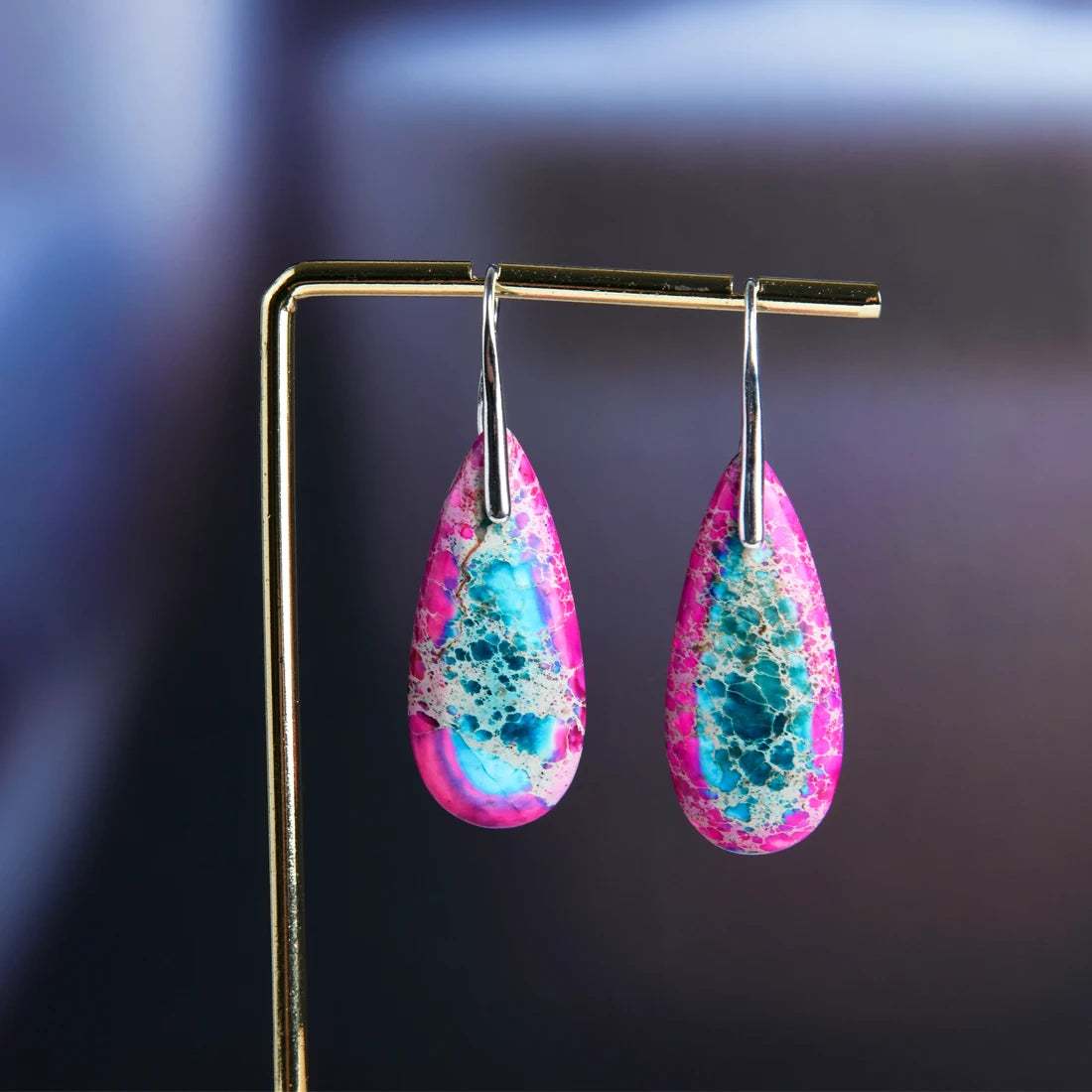 Teardrop Jaspers Dangle Earring