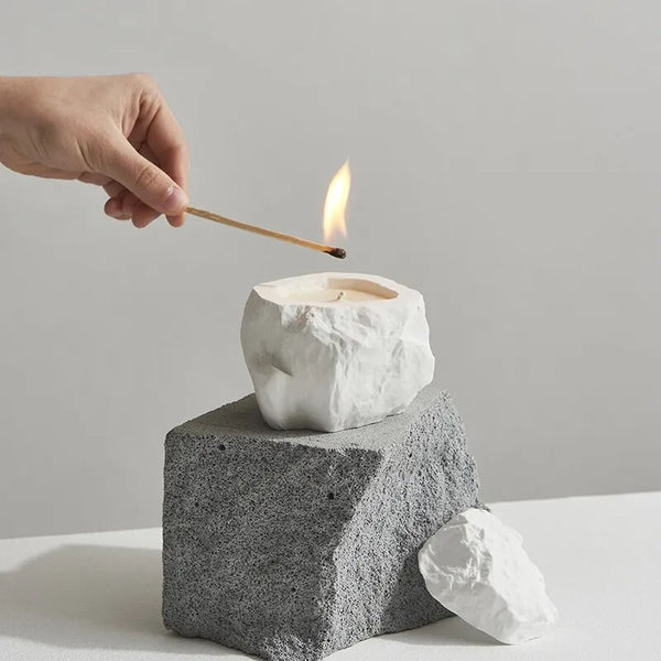 Stone shaped healing candle