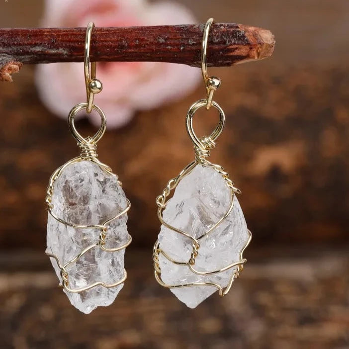Rock Mineral Stone Crystals Earrings